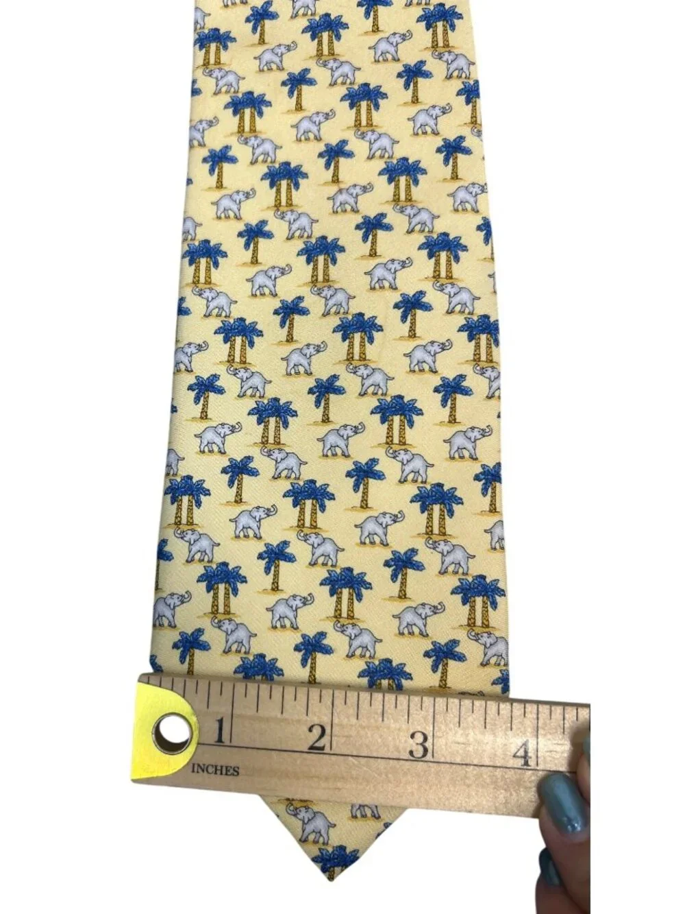 Holland & Sherry 1836 Silk Tie Men's Yellow Elephant Tropical Handmade USA
